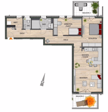 Barrierefreie 3-Zimmer Eigentumswohnung mit 2 Balkonen im Zentrum von Leverkusen Schlebusch! 51375 Leverkusen, Etagenwohnung