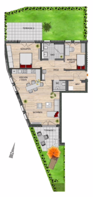 Ihre Barrierefreie Eigentumswohnung mit Gartenanteil und 2 Terrassen zentral in Schlebusch 51375 Leverkusen, Erdgeschosswohnung