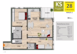 Grundriss WE28 - geräumige 3-Zimmer-Wohnung mit Sonnenbalkon und TG-Stellplatz im beliebten Kölner Süden